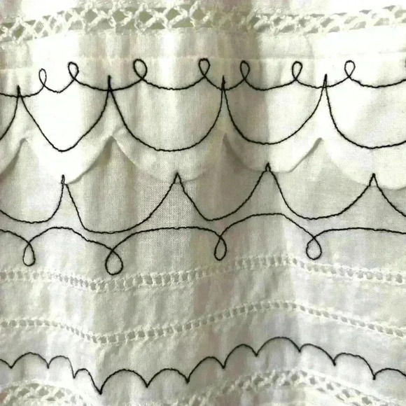 Cynthia Steffe white pleated front a line embroidered cotton dress size 8 - Picture 5 of 5